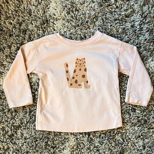Hannah Andersson Light Pink Long Sleeve Shirt with Leopard Print